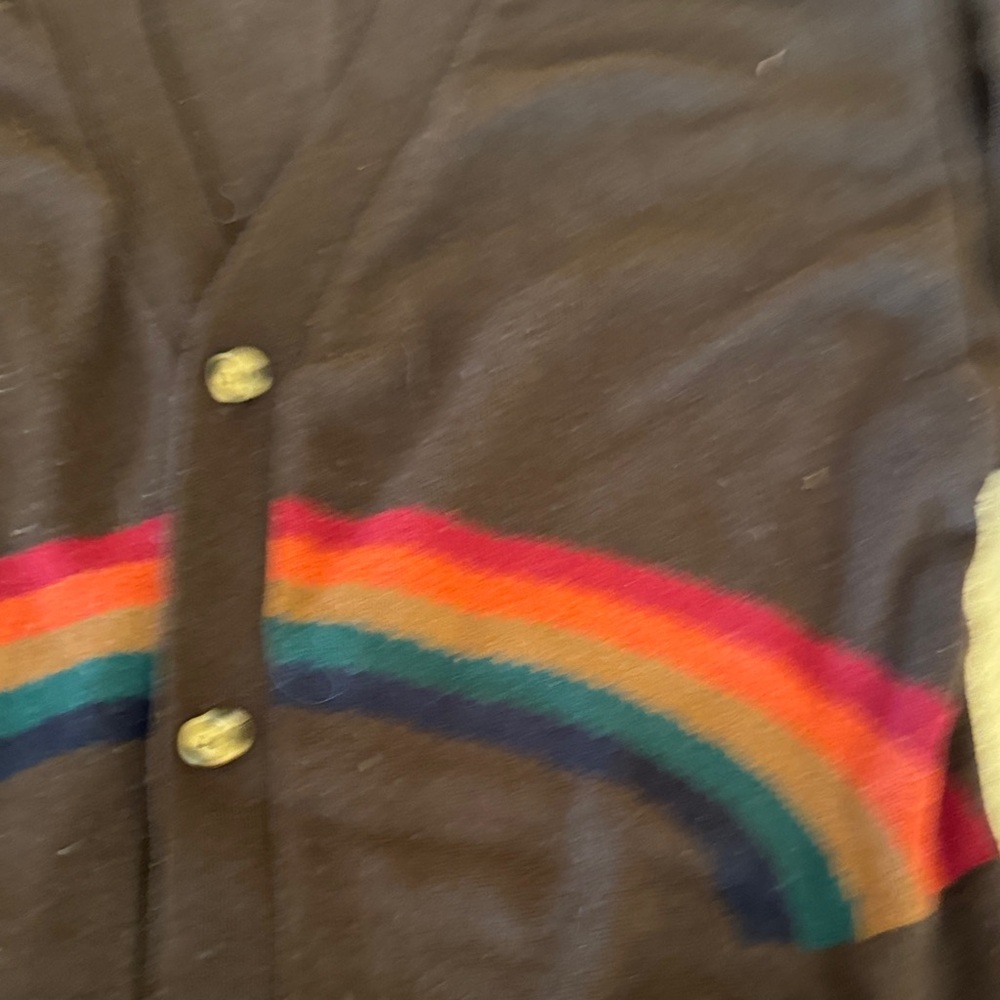 Cynthia Rowley Black Cardigan with Rainbow Stripes